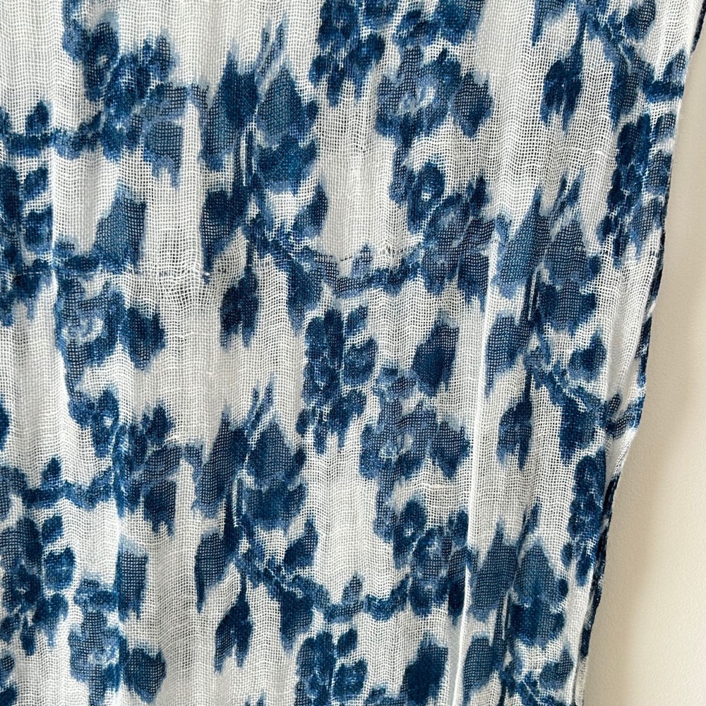 Gap Linen Blue & White Long Floral Scarf - Picture 15 of 16